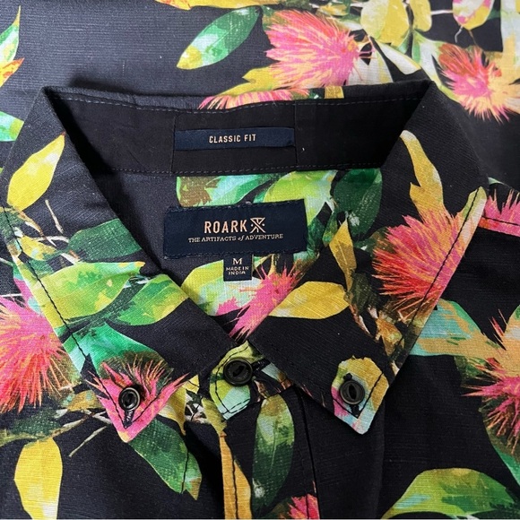ROARK Scholar La Selva Button Down Linen Blend Shirt Tropic Floral Medium - Picture 5 of 6